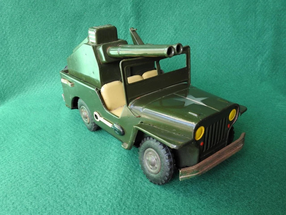 NOMURA TOYS T.N JAPÓN AÑOS 50 LITOGRAFÍA HOJALATA BATERÍA OP JEEP antiaéreo Foto 4 de 4