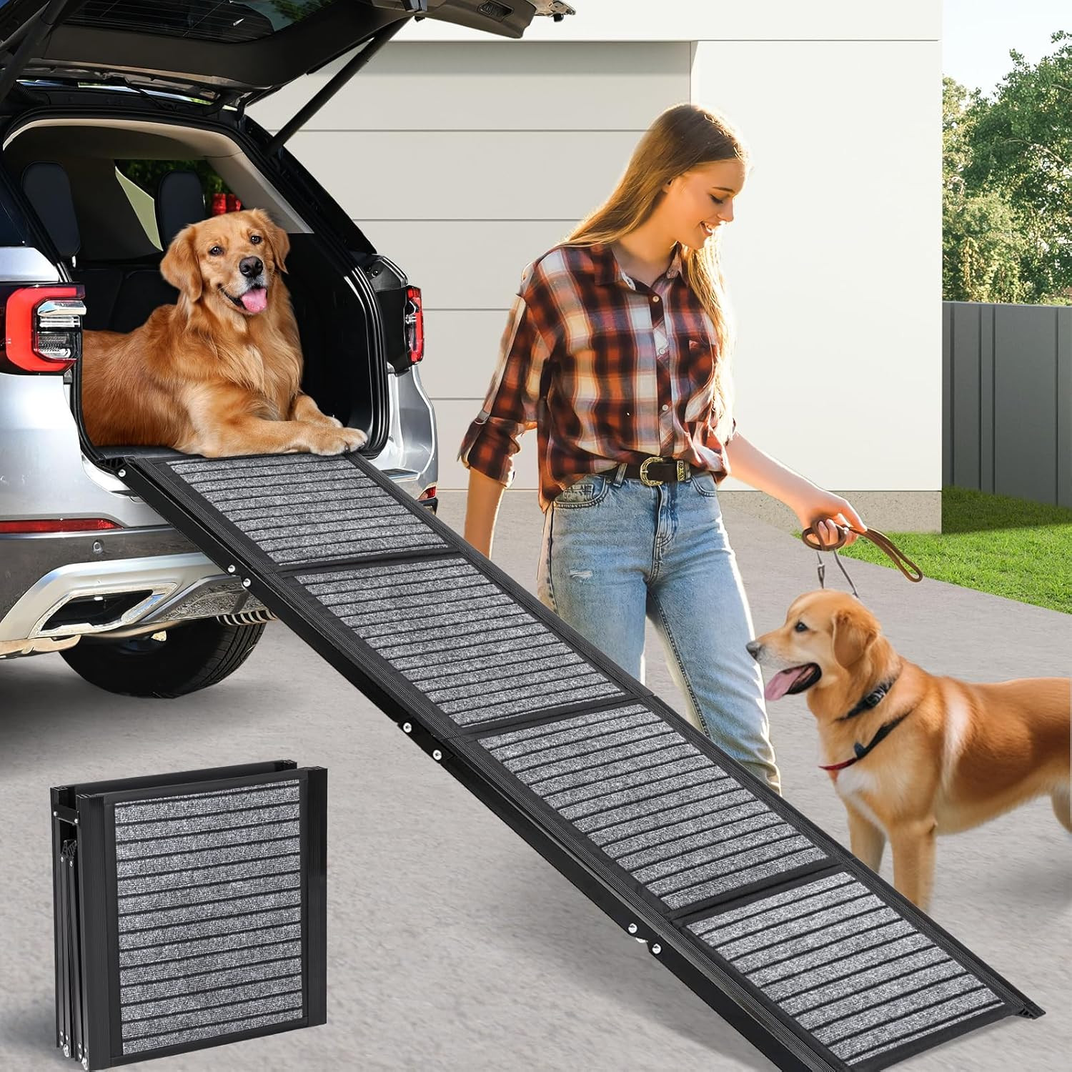 Rampe de voiture pliable pour grands chiens idéale pour les sorties en SUV familial