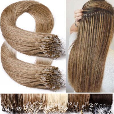 200 Strähnen Remy Echthaar Microring Loop Links Hair Extensions Haarverlängerung