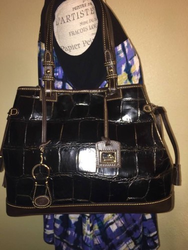 dooney & bourke purse handbag bag tote croc embossed leather