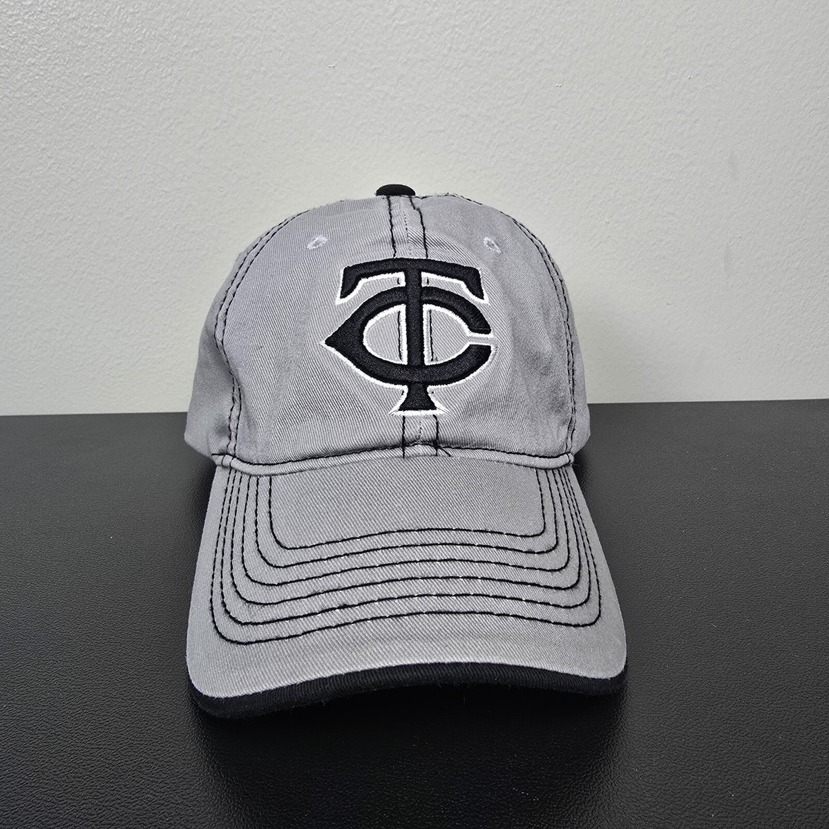 Minnesota Twins Hat Cap Mens Strap Back Grey TC Logo Baseball MLB