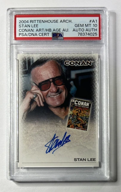 2004 RITTENHOUSE ARCHIVES CONAN AUTOGRAPH STAN LEE ON CARD AUTO PSA 10 GEM MINT