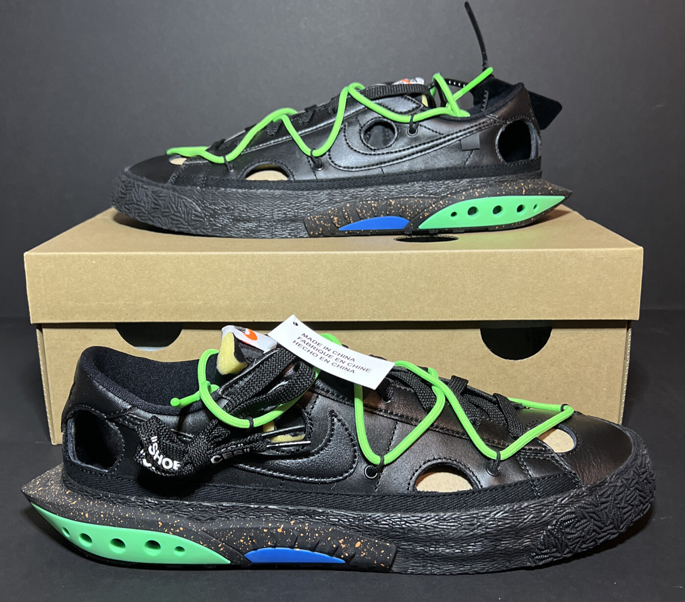 OFF WHITE X NIKE ✅ Scarpe Nike Blazer Low x OFF WHITE Nero Verde DH7863 001 Uomo Taglia 10 5