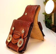   New Western Leather Saddlebag with Ornate Buckle Design - Handmade