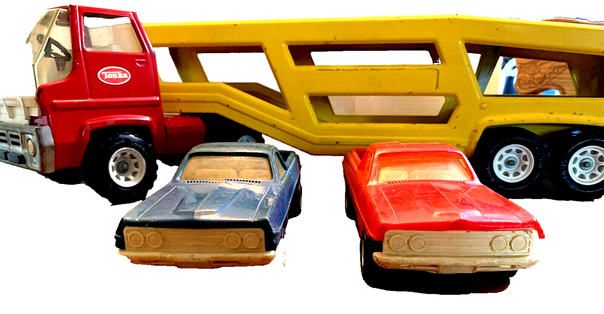 Vintage 1970's Tonka Car Carrier Hauler w/ 2 Cars Pressed Vintage 1970's Tonka Car Carrier Hauler w/ 2 Cars Pressed