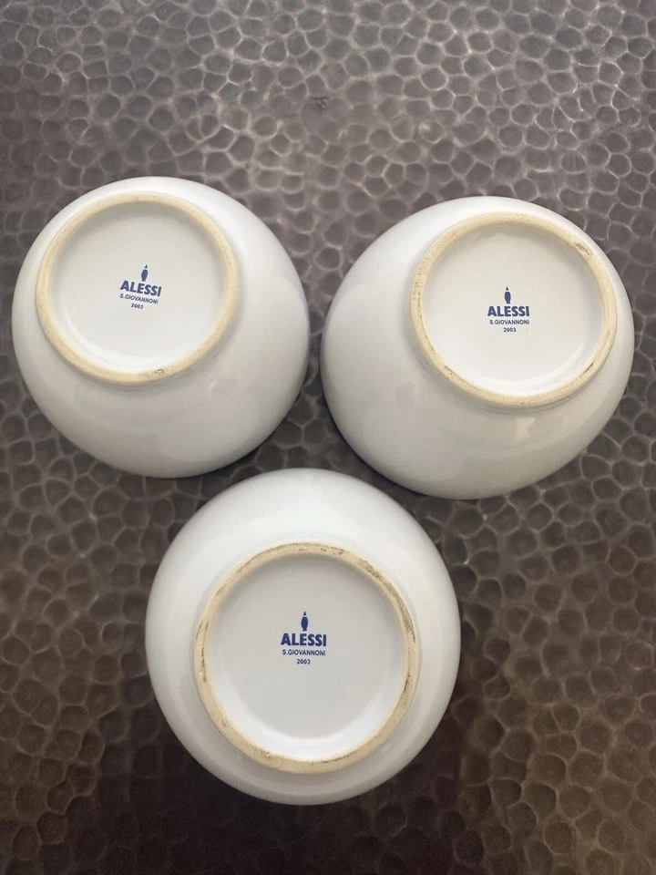 Alessi Mami Set of 3 Ceramic Bowls for Fondue by Stefano Giovannoni, White SG60 - Image 2 of 3