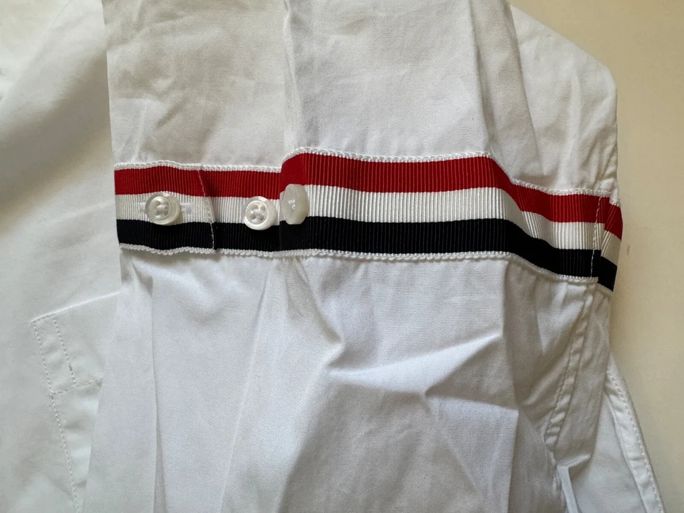 Новый $550 мужчин Thom Browne белый OXFORD в полоску GROSGRAIN повязка классическая рубашка - Изображение 4 из 4