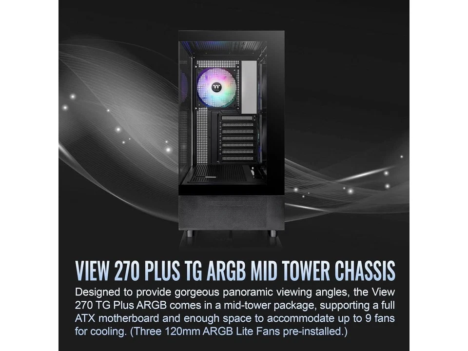 Thermaltake View 270 Plus TG ARGB ATX Mid-Tower Gaming Computer Case Black - Image 4 of 4