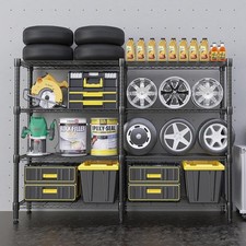 Max 1500lbs Garage Rack Pantry Shelves Kitchen Shelving,Silver/Black Metal Shelf