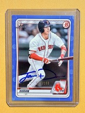 Jarren Duran Boston Red Sox Auto Signed 2020 Bowman Blue Base Card .
