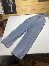 Vintage KEY Imperial Overalls Hickory Stripe Denim Bib Made In USA 32x32
