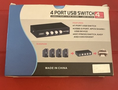 Portable 4-Port USB 2.0 Sharing for Printer /Scanner /Other USB Devices (Black)
