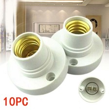 10*Edison Screw White Batten Ceiling Lamp Holder,ES E27 Light Bulb Socket Fixing