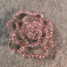 Rhinestone Rose Brooch Pin Pink Crystal Flower Sparkly Rhinestone Lapel Pin