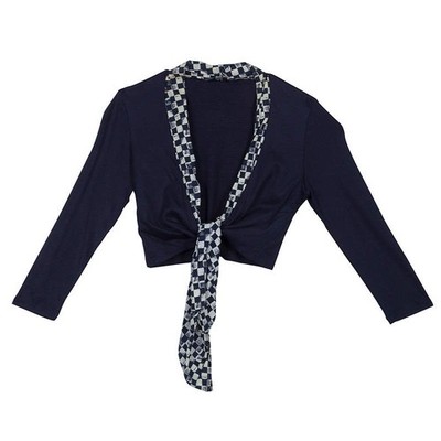 Roma e Tosca Navy Blue Printed Trim Bolero Top 12 Yrs
