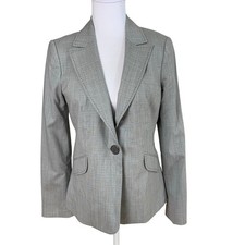 Classiques Entier Size 6 Wool Blend Stitched Blazer Jacket Gray Office Career