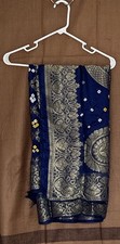 Women's Silk Bandhani Dupatta Color-Blue