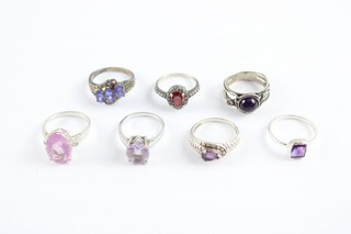 Sterling Silver Rings Stone Set Halo Trilogy Bezel Set Vintage x7 (20g)