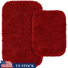 Traditional Bath Rug Set Non-Slip Soft Durable Nylon Easy Care 2 Piece New