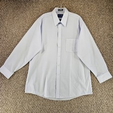 Towncraft Wrinkle Free Shirt Mens Sz 32 Button Up Long Sleeve Collar Pocket Blue