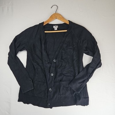 Worthington Womens XL Black Button Cardigan Sweater Stretch Knit Cozy V Neck