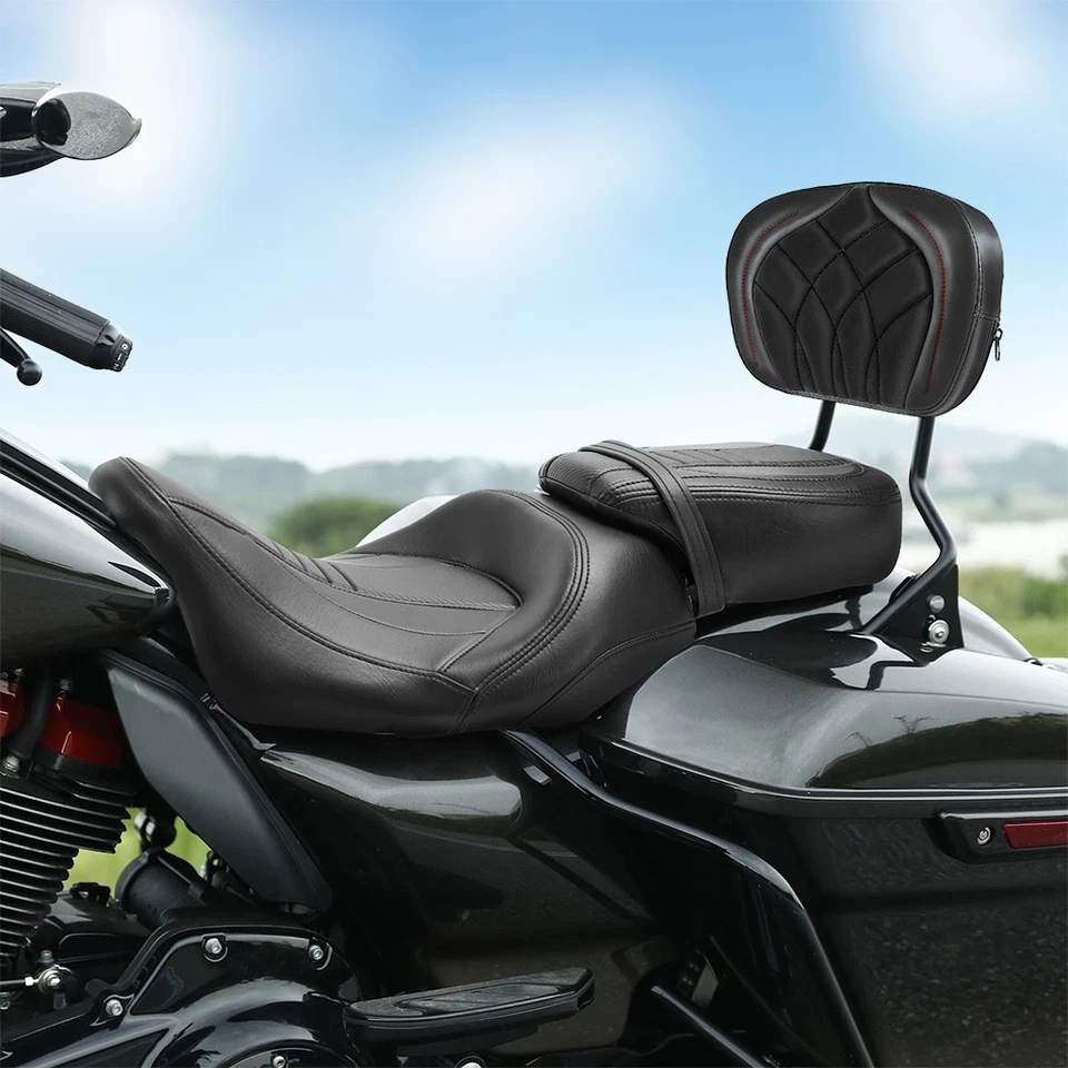 Задняя спинка Sissy Bar Pad с черной строчкой для Harley Touring 1987-2025 США - Изображение 4 из 4