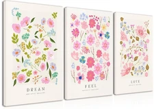 Djmwtb Flower Market Wall Art Prints Framed Set of 3 Colorful Flower Poster F...