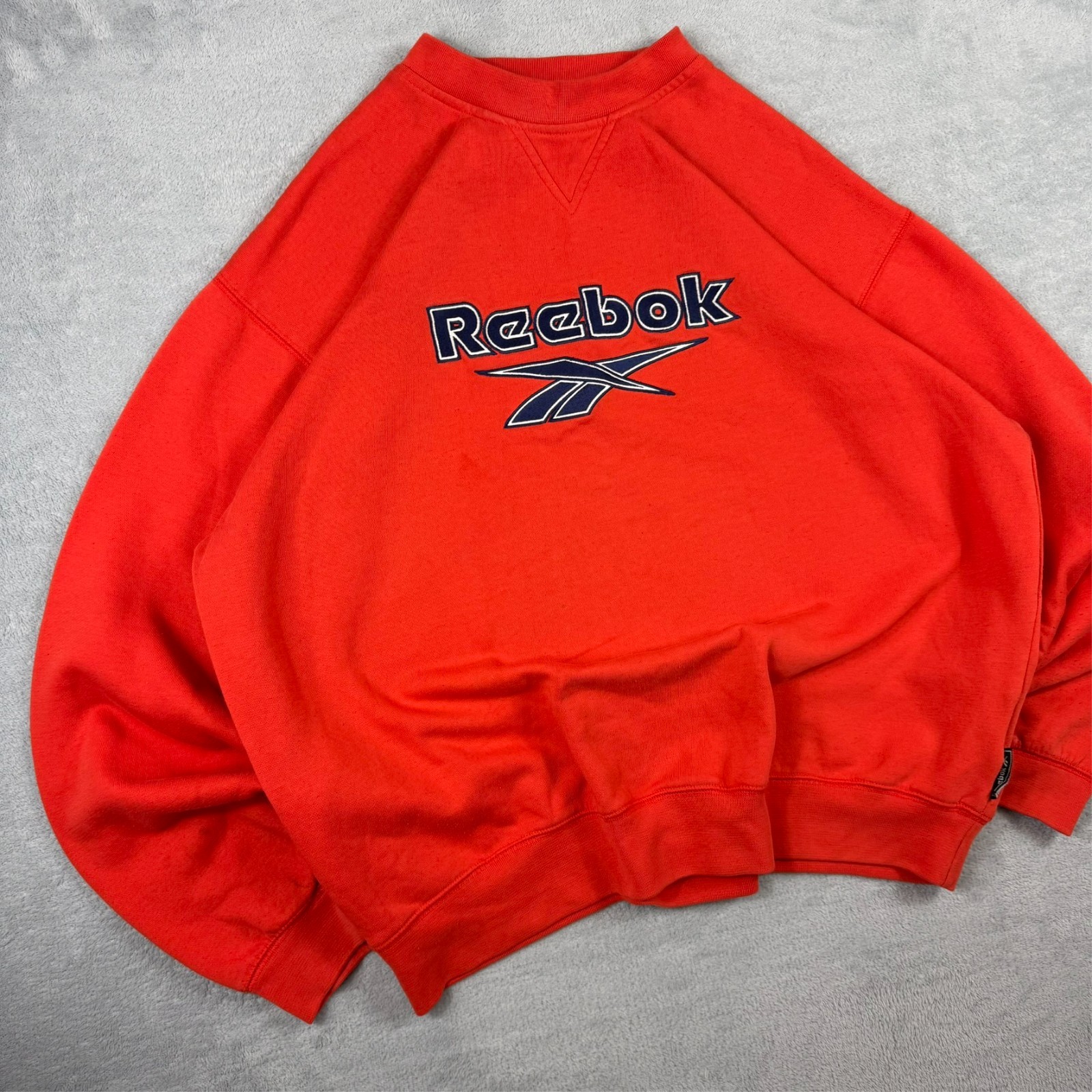 Vintage Reebok Essentials 1990's Red Spellout Oversized Large Sweatshirt image 2