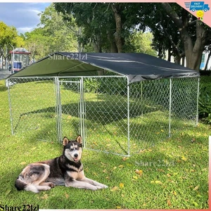 Crate de chien en Kennel de l'extérieur avec clôture en acier galvanisé Mesh w/Cover