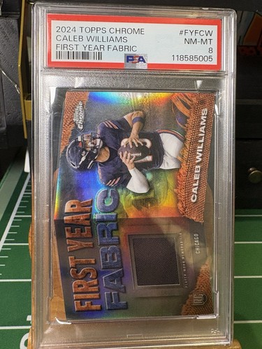 2024 RC Topps Chrome - First Year Fabric Caleb Williams Player Worn Patch PSA 8