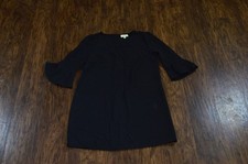 Womens Size 8 Black Dress Bell Sleeves Boho Chic Classic Minimalist Modern