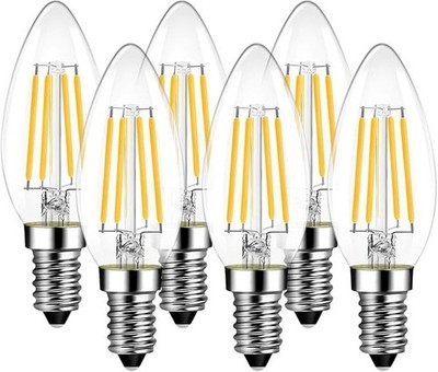 LVWIT LED E14 Kerzen Filament Leuchtmittel, 5,5W Kerzenbirne warmweiß, 60W entspricht,