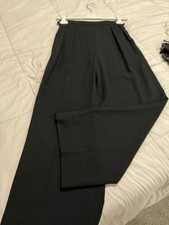 Herm s Women's Black Virgin Wool Pants Size 36 Regular Pleated Front Solid