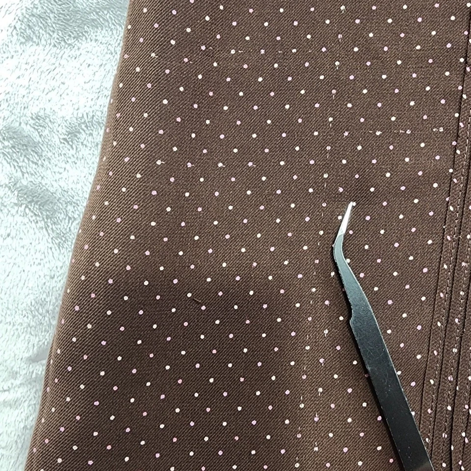 Falda vintage Y2K GAP para mujer 12 marrón rosa lunares gasa botón lateral lápiz Foto 3 de 4