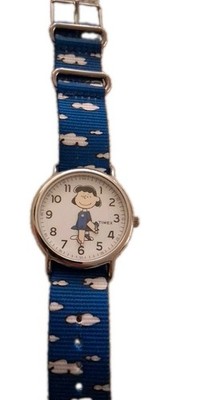 Timex x Peanuts LUCY Weekender 2017 Wrist Watch w/ Blue Cloud Fabric Band FShip