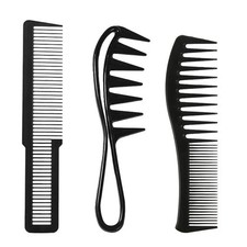 3 PC Wide Tooth Comb for Curly Hair, Large Detangling Wet Black