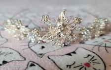 Beautiful Rhinestone Tiara Gold Metal Bride, Flower Girl or For Fun