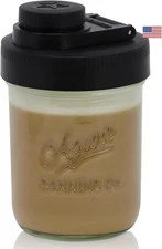 Brewing America Creamer Jar with Pouring Lid, 1 Pint (16 oz) Mason Black 