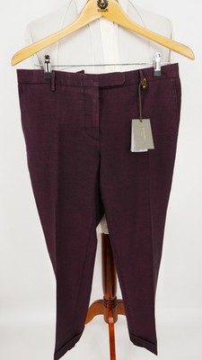 Boglioli Damen Hose Gr.44 Schurwolle Seide Mix Dunkel Aubergine NEU mit Etikett