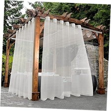Waterproof Indoor/Outdoor Sheer Curtains for 100"W x 84"L Pack of 2 Beige
