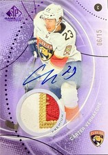 2025-26 SP Game Used Purple Premium Memorabilia Carter Verhaeghe AUTO #06/15 🔥