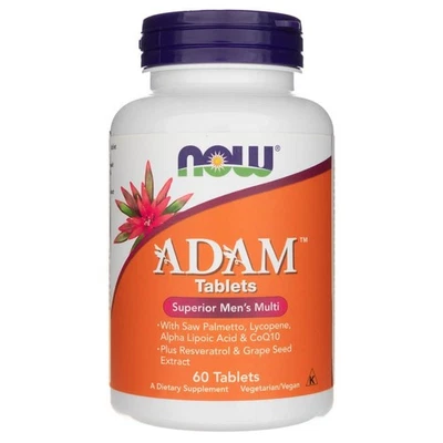 NOW Foods ADAM Multivitamines Homme 60 comprimés Saw Palmetto Lycopène CoQ10 - Photo 1/2