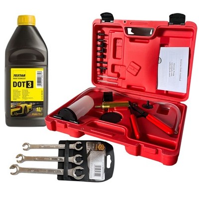 TEXTAR 95001200 Bremsflüssigkeit DOT 3 1L + Bremsenentlüftungs Satz