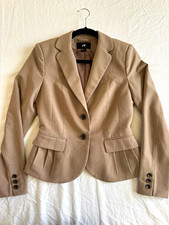 H M Women  s Beige 2-Button Lined Blazer Jacket w/ Pockets Size 6