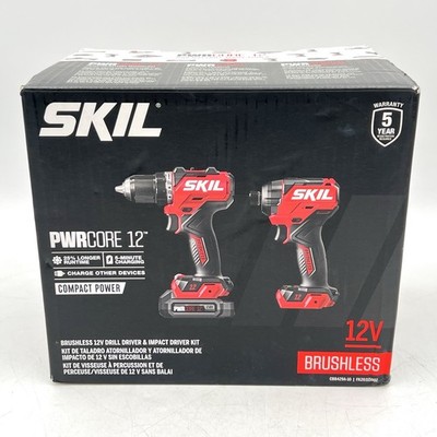 SKIL PWR CORE 12 Brushless 12V Drill & Impact Driver Combo Kit NIB CB8429A-10