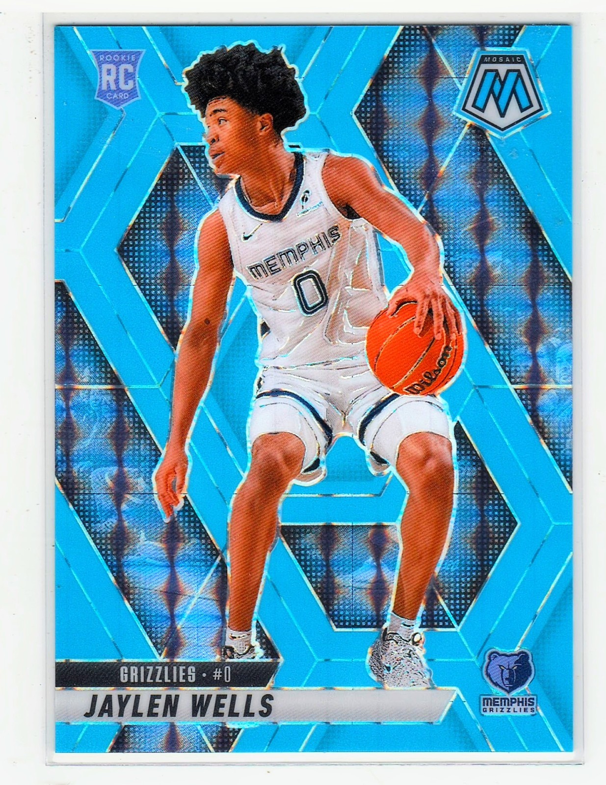 2024-25 Panini Mosaic Rookie Jaylen Wells 240 Blue Fluorescent Mosaic /75