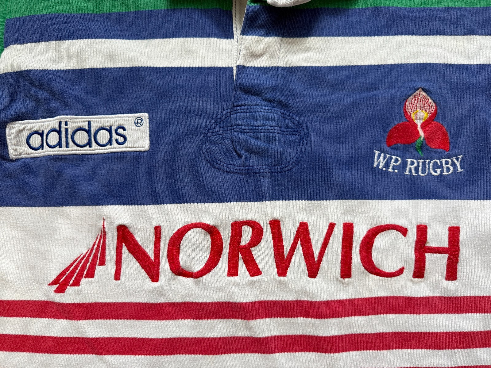 Retro Western Province Rugby 90's Jersey Polo Shirt Vintage Adidas Size 42 Rare image 3