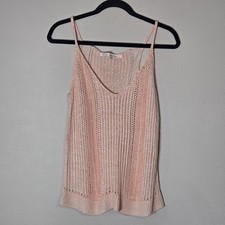 Loose Crochet Y2K Fairy Top M Peach Drapey Open Knit Spaghetti Strap Beach Shirt