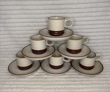 Denby Potters Wheel Espresso / Demitasse Vintage Cup & Saucers x6 VGC
