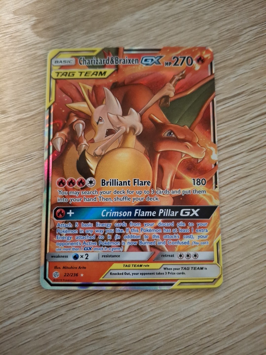 Charizard & Braixen GX 22/236 Sm-Cosmic Eclipse Holo 2019 Pokemon